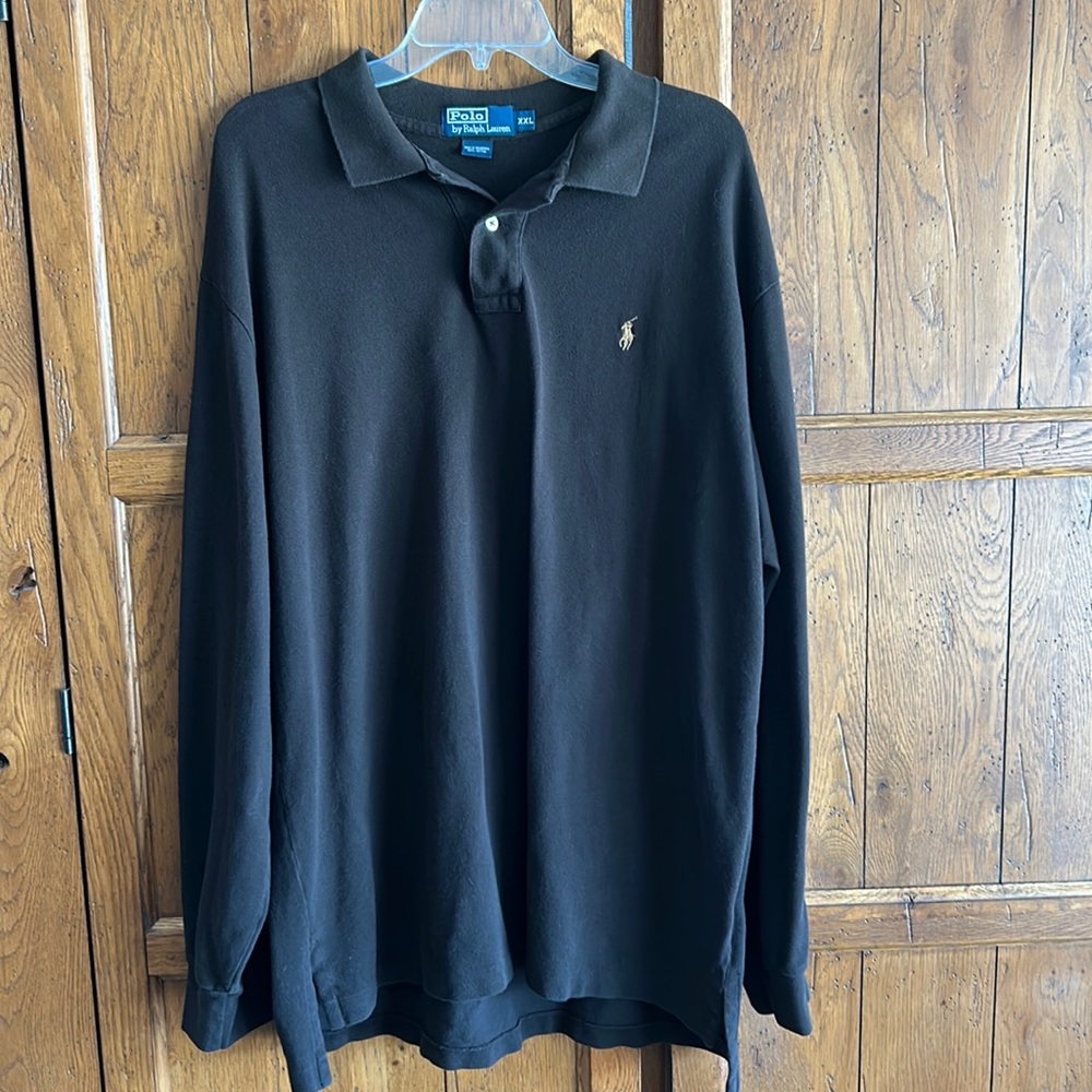 POLO Ralph Lauren CLASSIC Long Sleeved BROWN POLO SHIRT 100% Cotton XXL